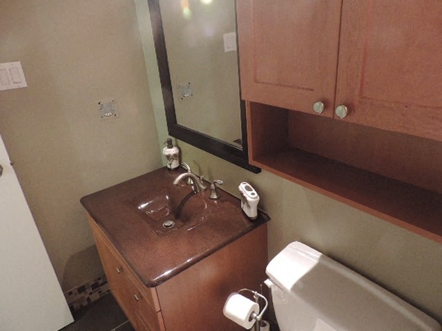 a bathroom with a sink and a mirror and a toilet