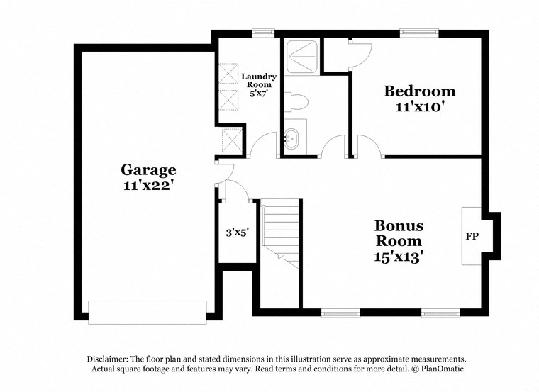 a floor plan of a house with bedrooms and a bonus room