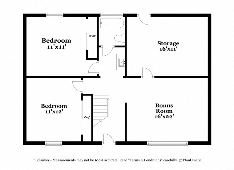 a floor plan of a house with a bedroom and a bonus room and a bathroom