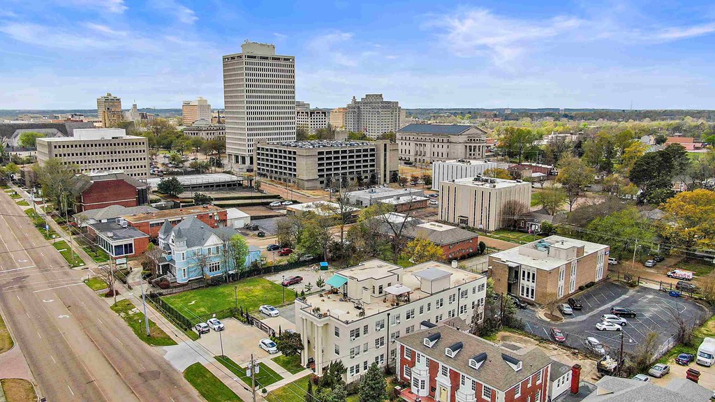 a view of the city from the roof of a building