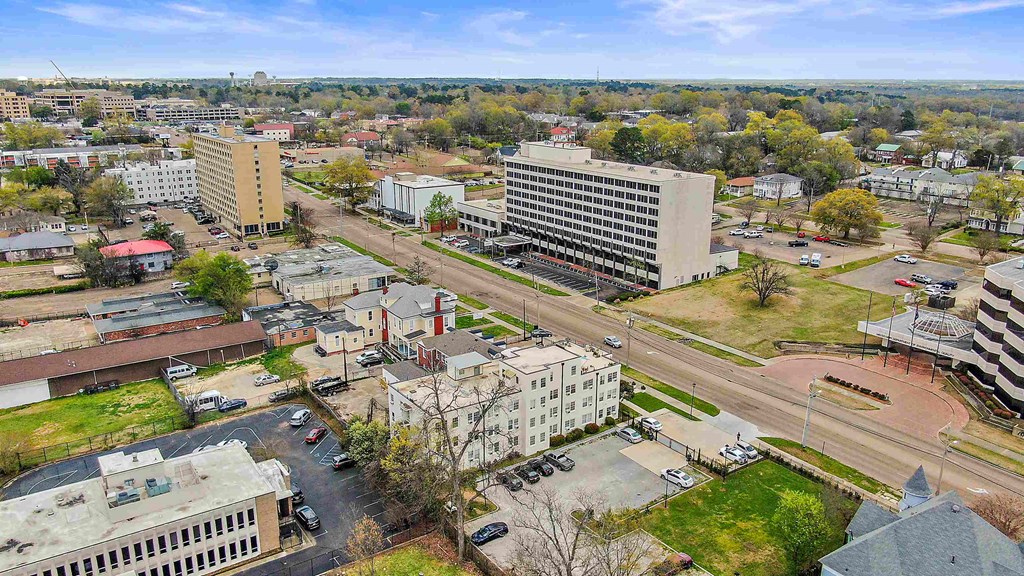 a view of the city from the top of a building