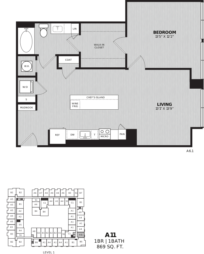 1 Bed/1 Bath-A11 Longcase