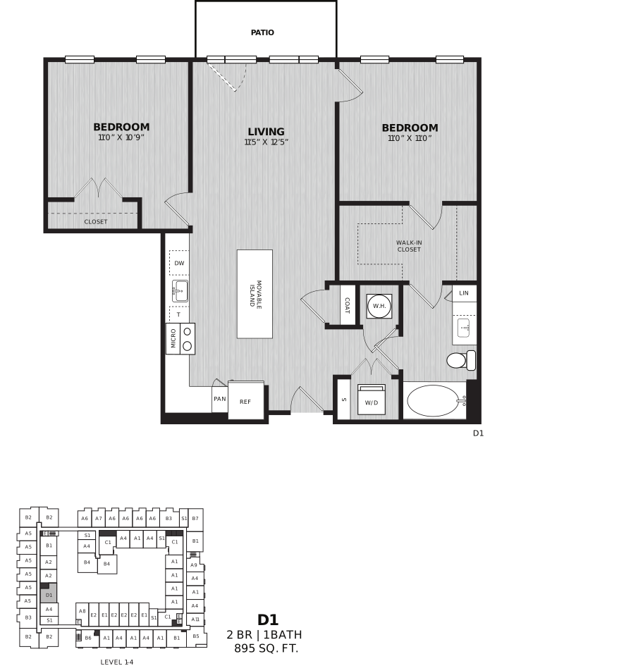2 Bed/1 Bath-D1 Confort