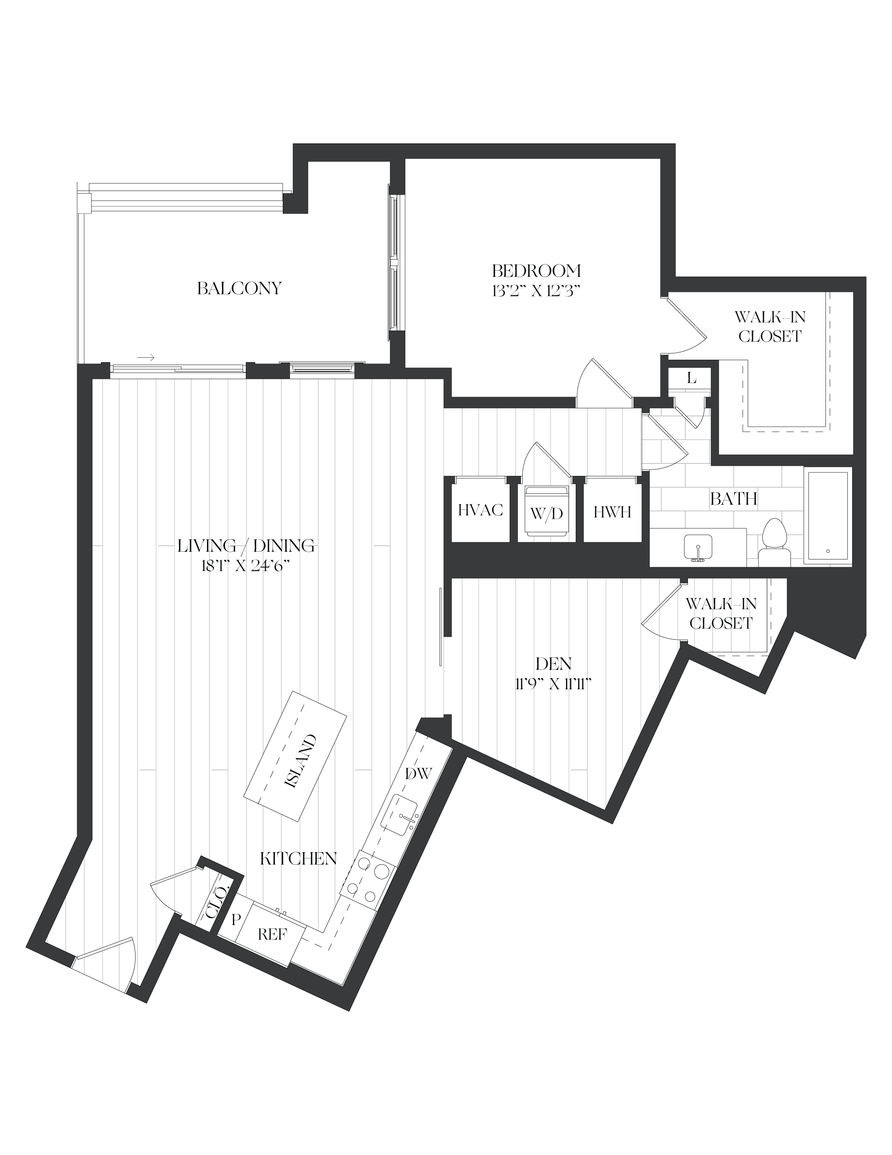 1 Bed/1 Bath Den-1D-1-B-The Barrett