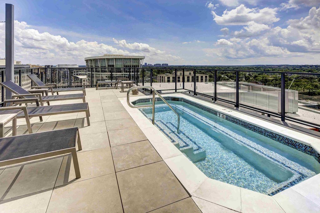 the pool on the roof of the building