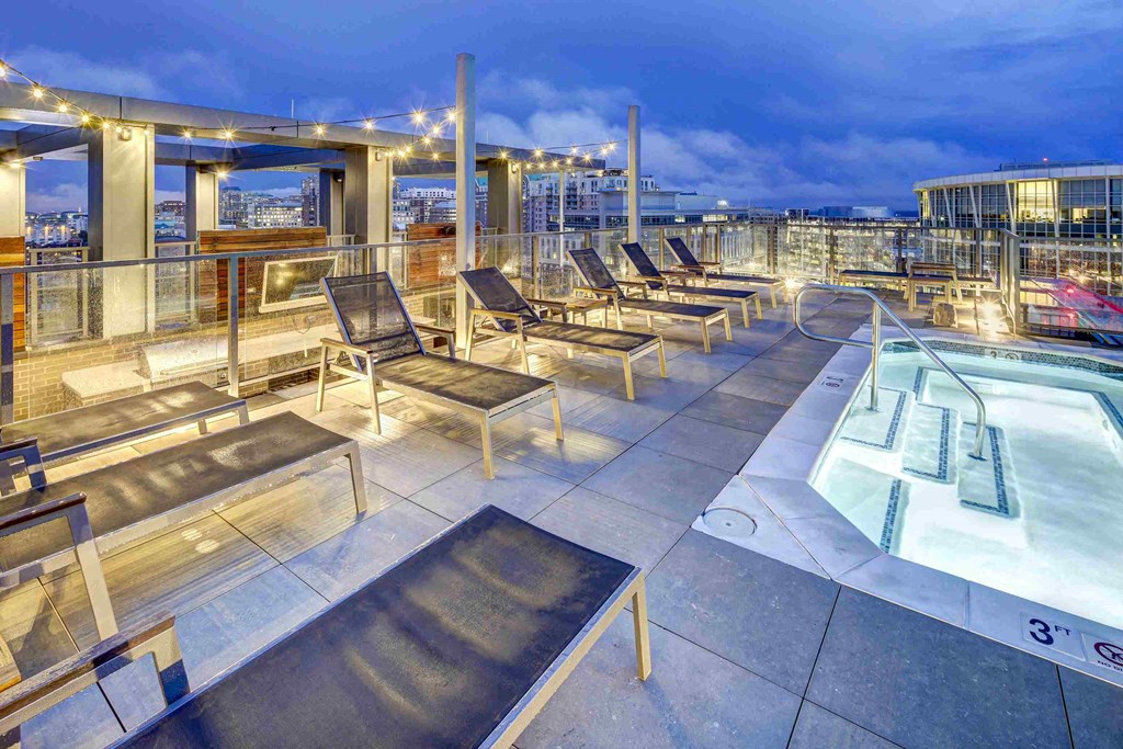 the pool on the top of the building