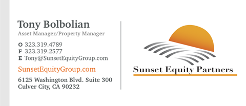 the logo asset manager property manager and sunset equity partners with