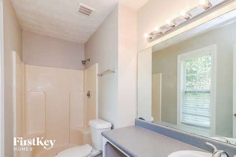 a bathroom with a toilet and a sink and a mirror