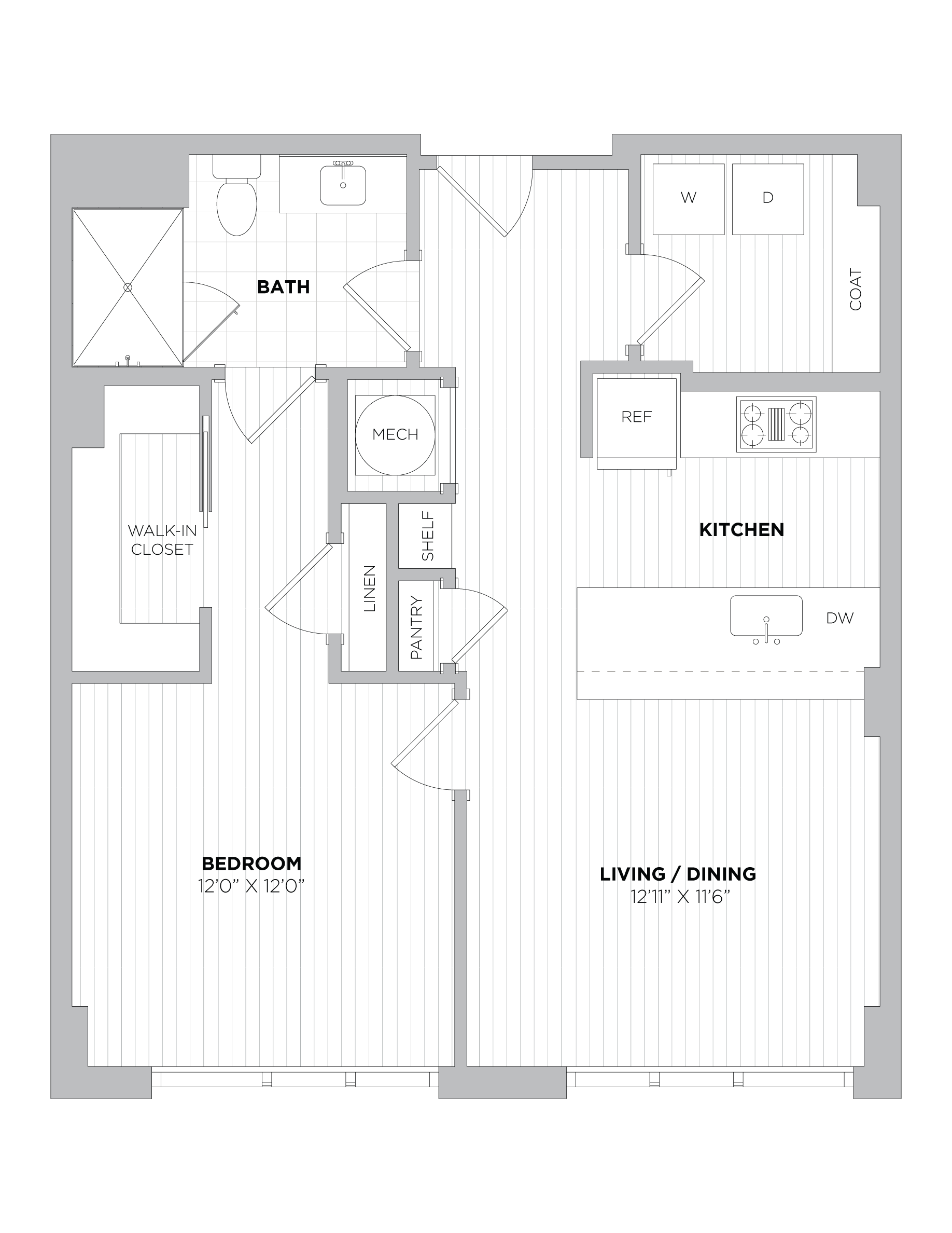 1 Bed/1 Bath-1B