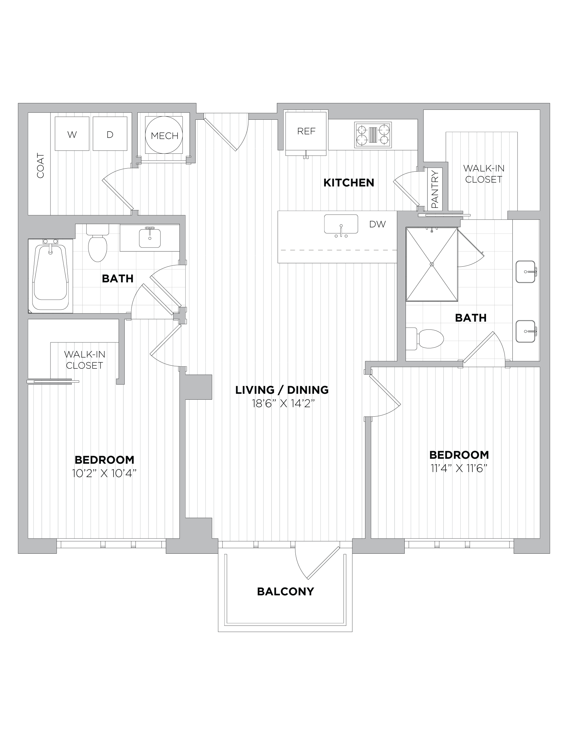 2 Bed/2 Bath-1C