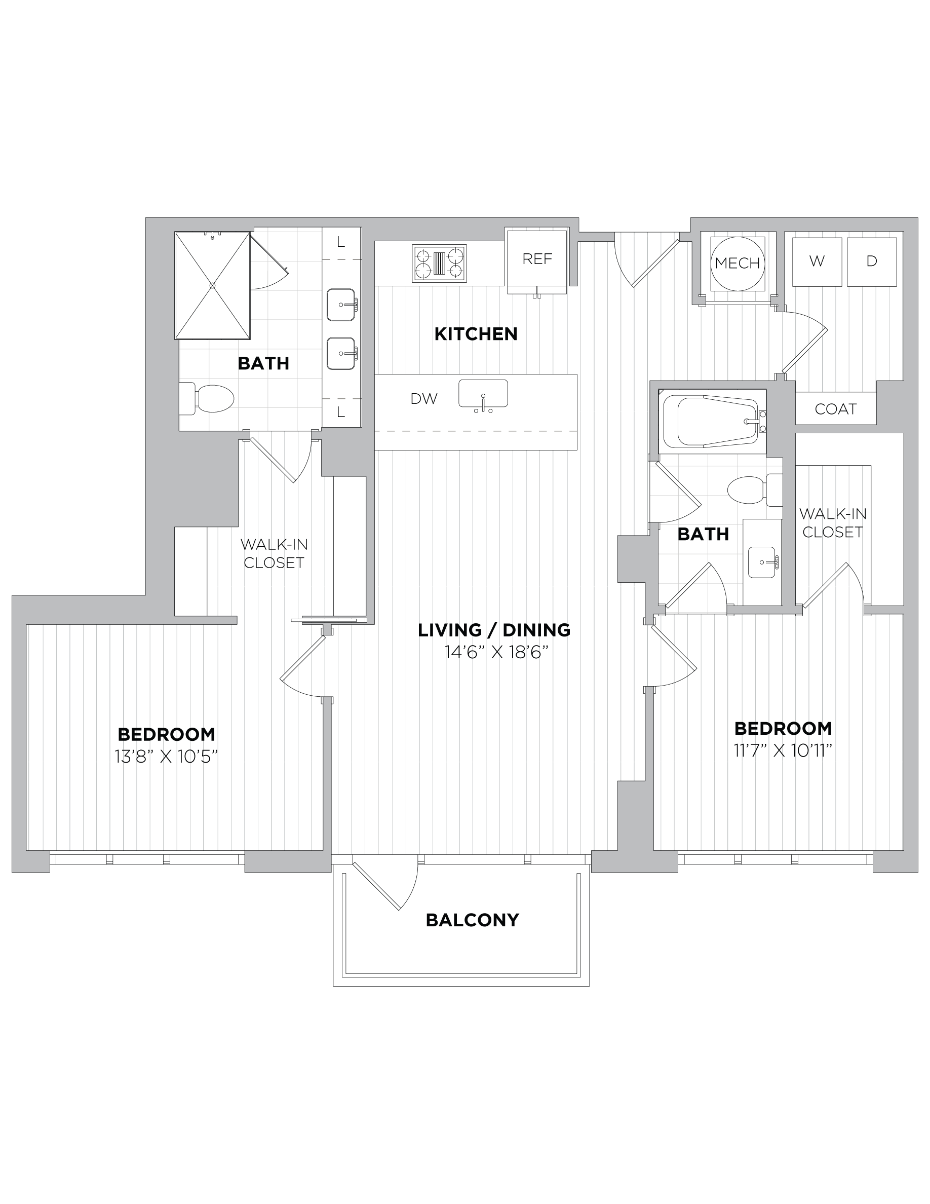 2 Bed/2 Bath-2F