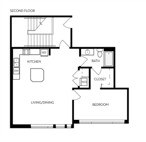 1 Bedroom - 1 Bath - Private Stairwell