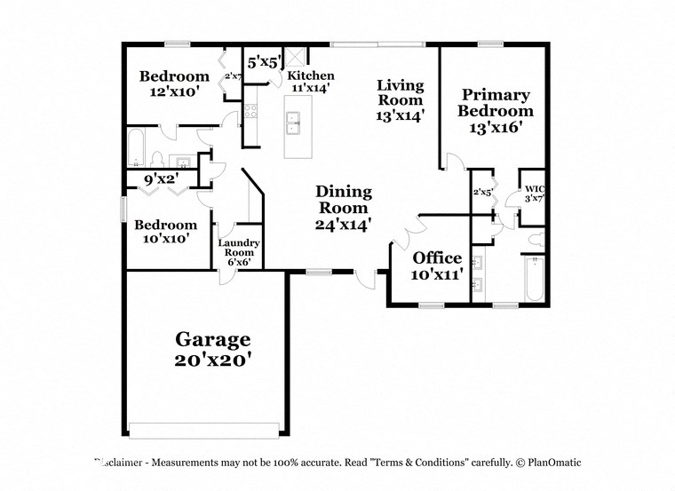 a floor plan of a house with a garage and a dining room