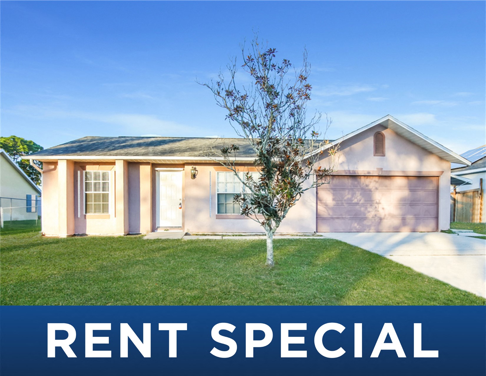 a rental property with the rent special sign