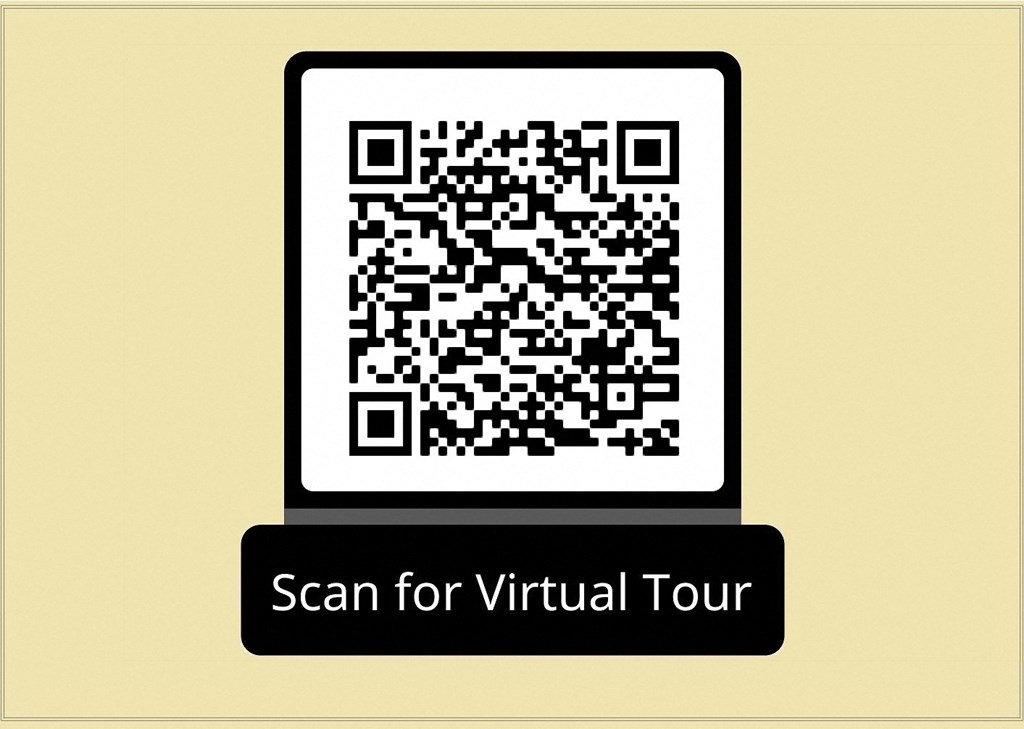 a laptop computer with a qr code on it