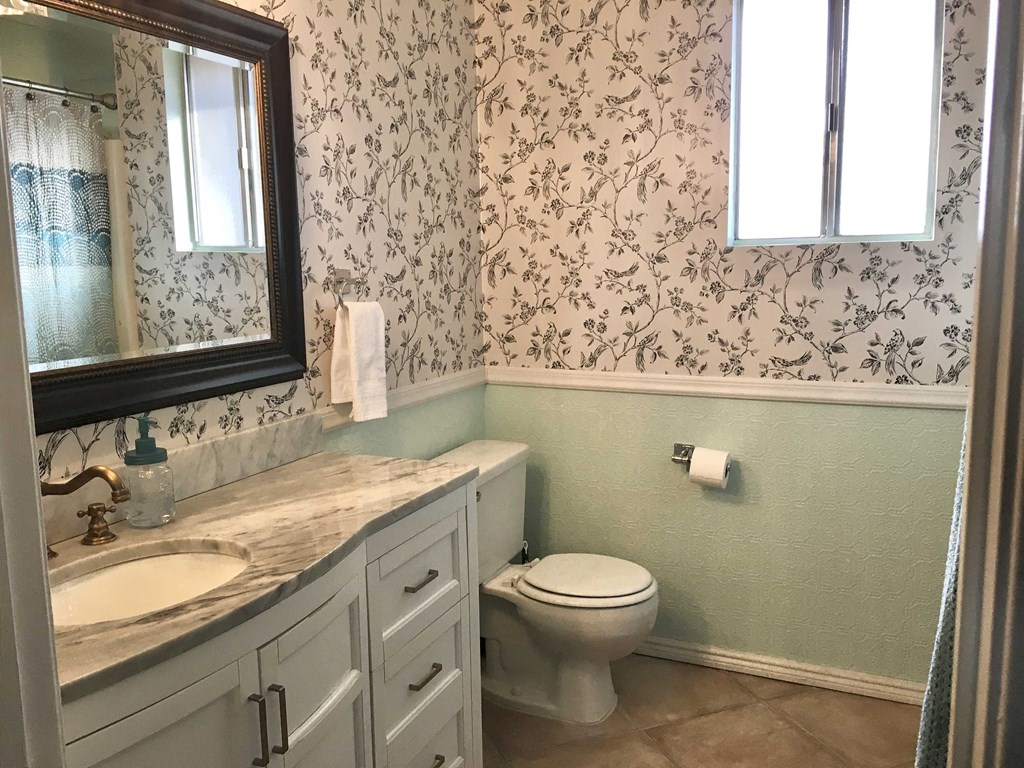 a bathroom with a toilet and a sink and a mirror