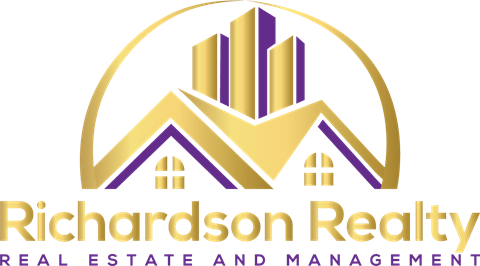 The image is a logo for Richardson Realty, a real estate and management company.