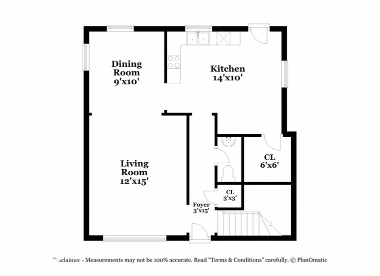 a floor plan of a 1 bedroom apartment with a living room and a dining room