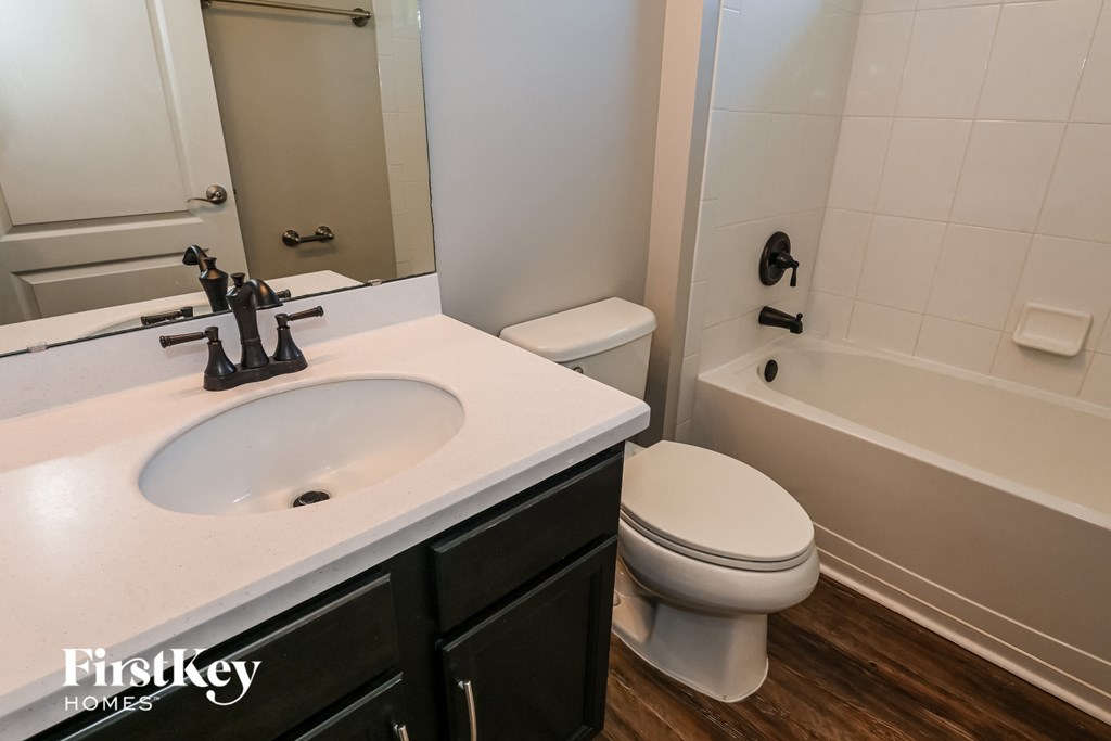 a bathroom with a sink and a toilet and a tub