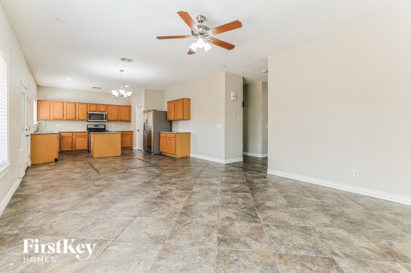 the living room and kitchen are clean and ready to use