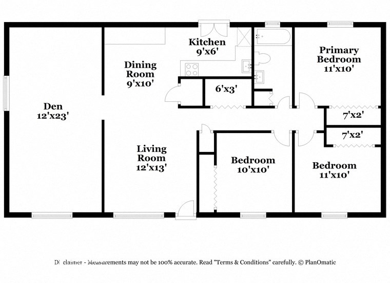 a floor plan of a house with bedrooms and a living room and a dining room