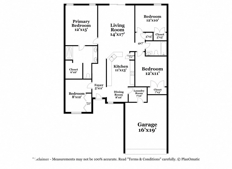 a floor plan of a house with a bedroom and a garage