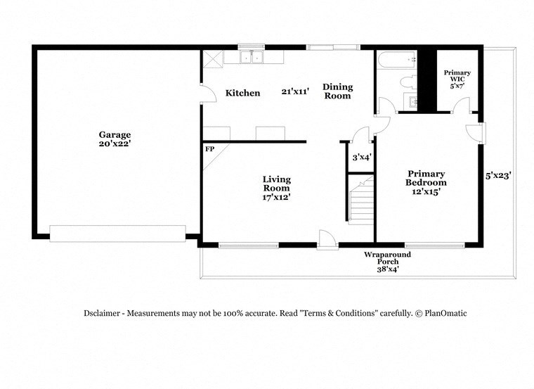 a floor plan of a house with a bedroom and a living room