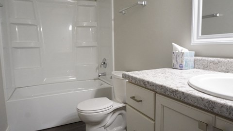 a bathroom with a sink toilet and a shower