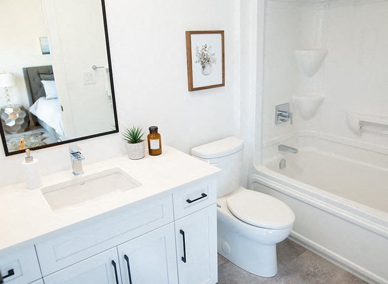 a bathroom with a sink toilet and a mirror