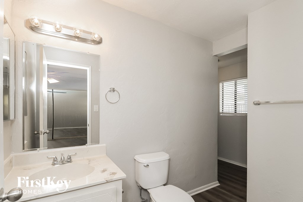 a bathroom with a toilet and a sink and a mirror