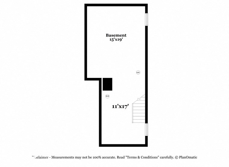 a floor plan of a house with a door and a window