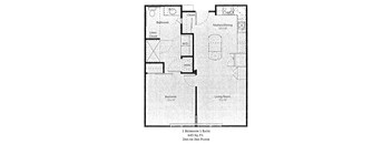 1 Bedroom 1 Bathroom 2D Floorplan, 6 North, one bedroom apartments in st louis
