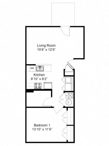 One Bedroom Flat Floor Plan 1