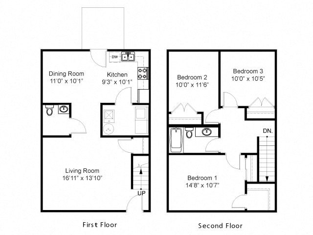 Three Bedroom Townhouse Floor Plan 3