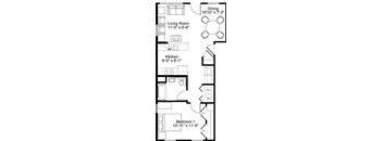 1 Bedroom 1 Bath 2D Floorplan-Horace Mann Apartments, Gary, IN