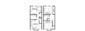 2 Bedroom 1.5 Bath 2D Floorplan-Horace Mann Apartments, Gary, IN