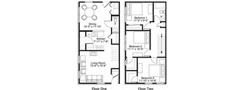 3 Bedroom 1.5 Bath 2D Floorplan-Horace Mann Apartments, Gary, IN