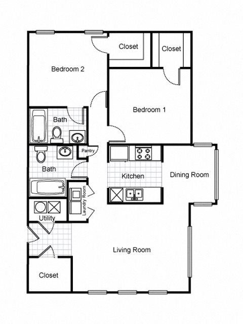 2 Bedroom 2 Bath 2D Floorplan 2 Bedroom 2 Bathroom 2D FloorplanLafayette Village Apartments property logo Jersey City, NJ