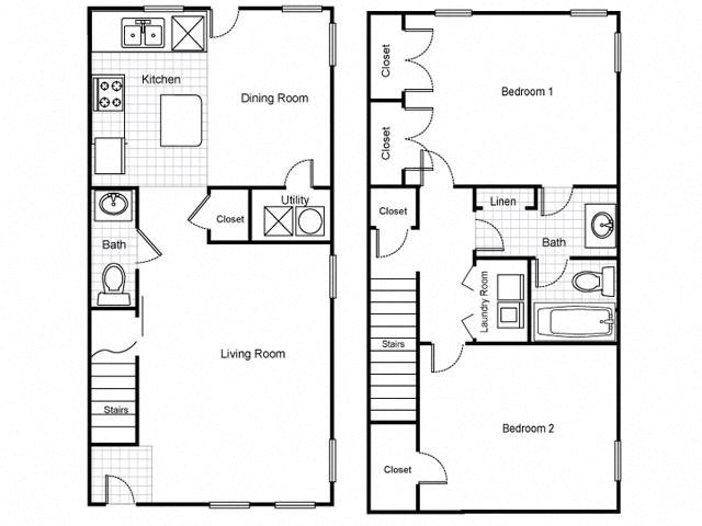 2 Bedroom 1.5 Bath Townhouse 2D Floorplan 2 Bedroom 1.5 Bath Townhouse 2D FloorplanLafayette Village Apartments property logo Jersey City, NJ