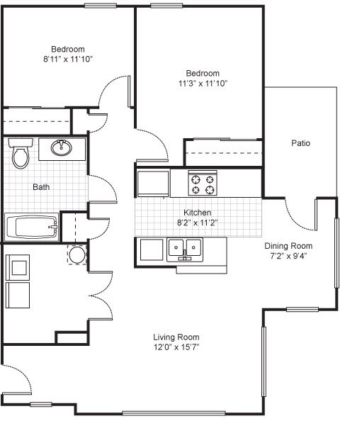 Legends Park Apartments Floor Plans Two Bedroom Garden Apartment Floor Plan 3