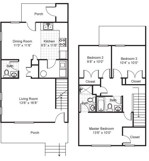 Legends Park Apartments Floor Plans Three Bedroom Townhouse Apartment Floor Plan 4