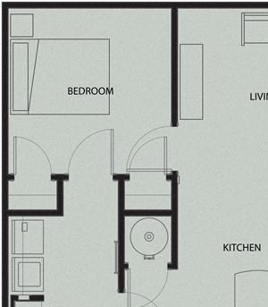 1 Bedroom 1 Bath 2D Floorplan 1 Bedroom 1 Bath 2D Floorplan_North Sarah Apartments, St. Louis, MO