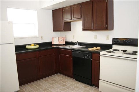 a kitchen with a stove refrigerator and a sink