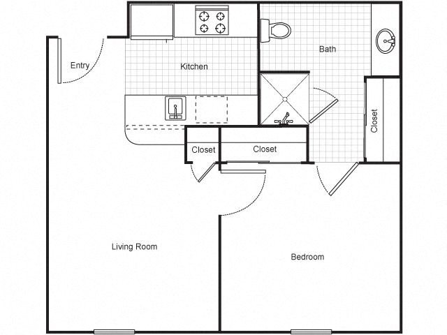 One Bedroom Floor Plan 1