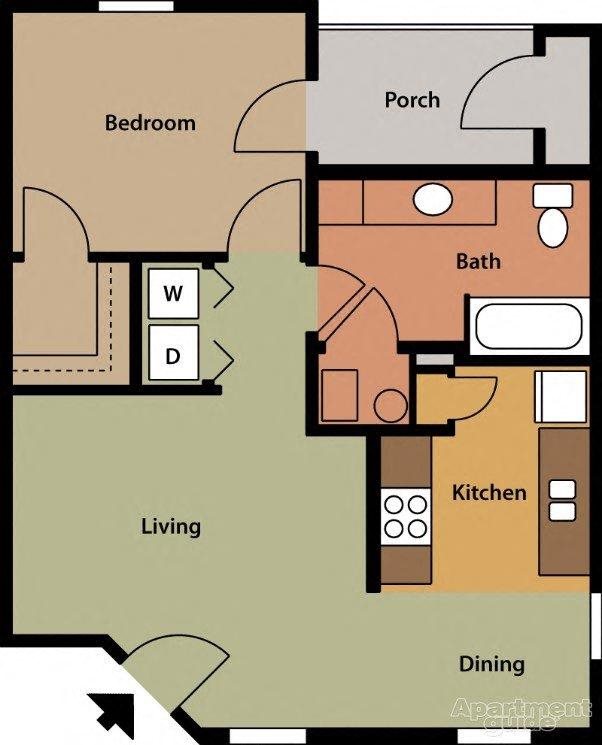 1 Bed 1 Bath Floor Plan 1