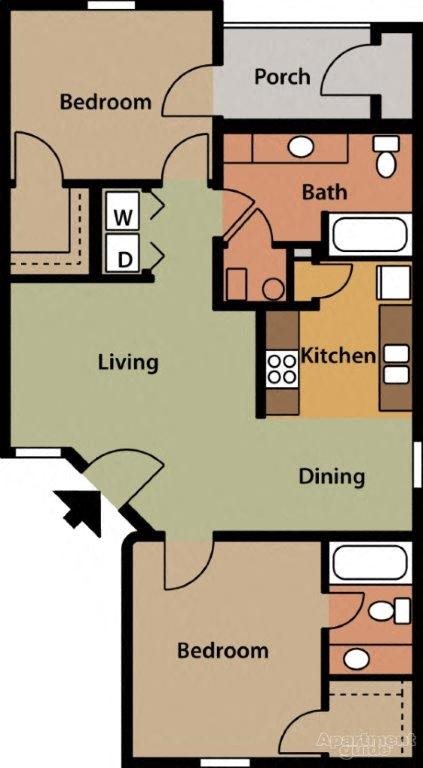 2 Bed 2 Bath Floor Plan 2