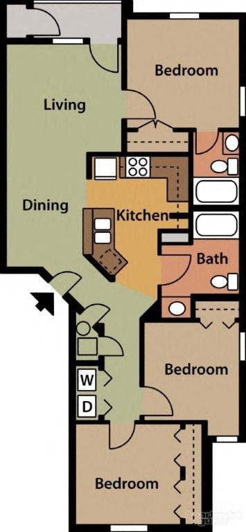 3 Bed 2 Bath Floor Plan 3