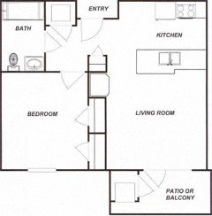 1 Bedrooom 1 Bath 2D Floorplan-Brookshire Senior Living, Lawrenceville, NJ