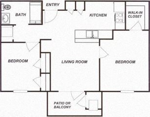 2 Bedroom 1 Bath 2D Floorplan 2 Bedroom 1 Bath 2D Floorplan-Brookshire Senior Living, Lawrenceville, NJ
