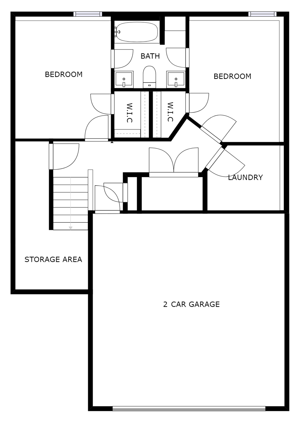 a blueprint of a floor plan of a house with a garage